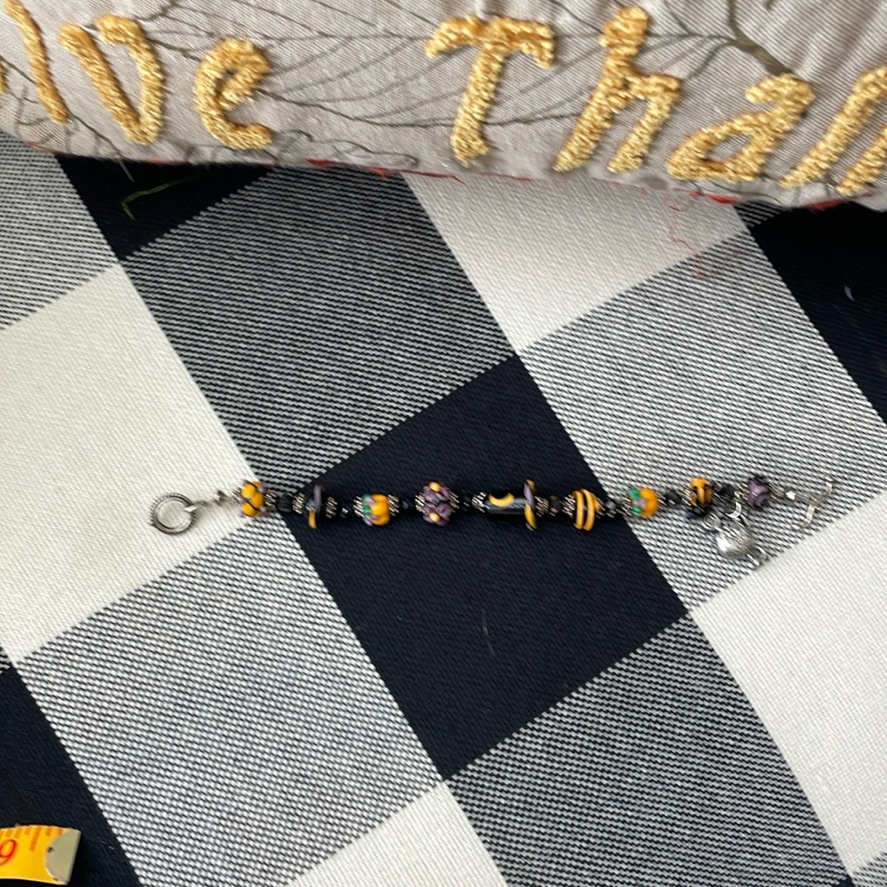 Halloween bracelet with lamp work beads Swarovski crystals